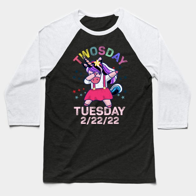 Unicorn Dabbing Tuesday February 22nd Teacher - Happy Twosday 2022 Baseball T-Shirt by alcoshirts